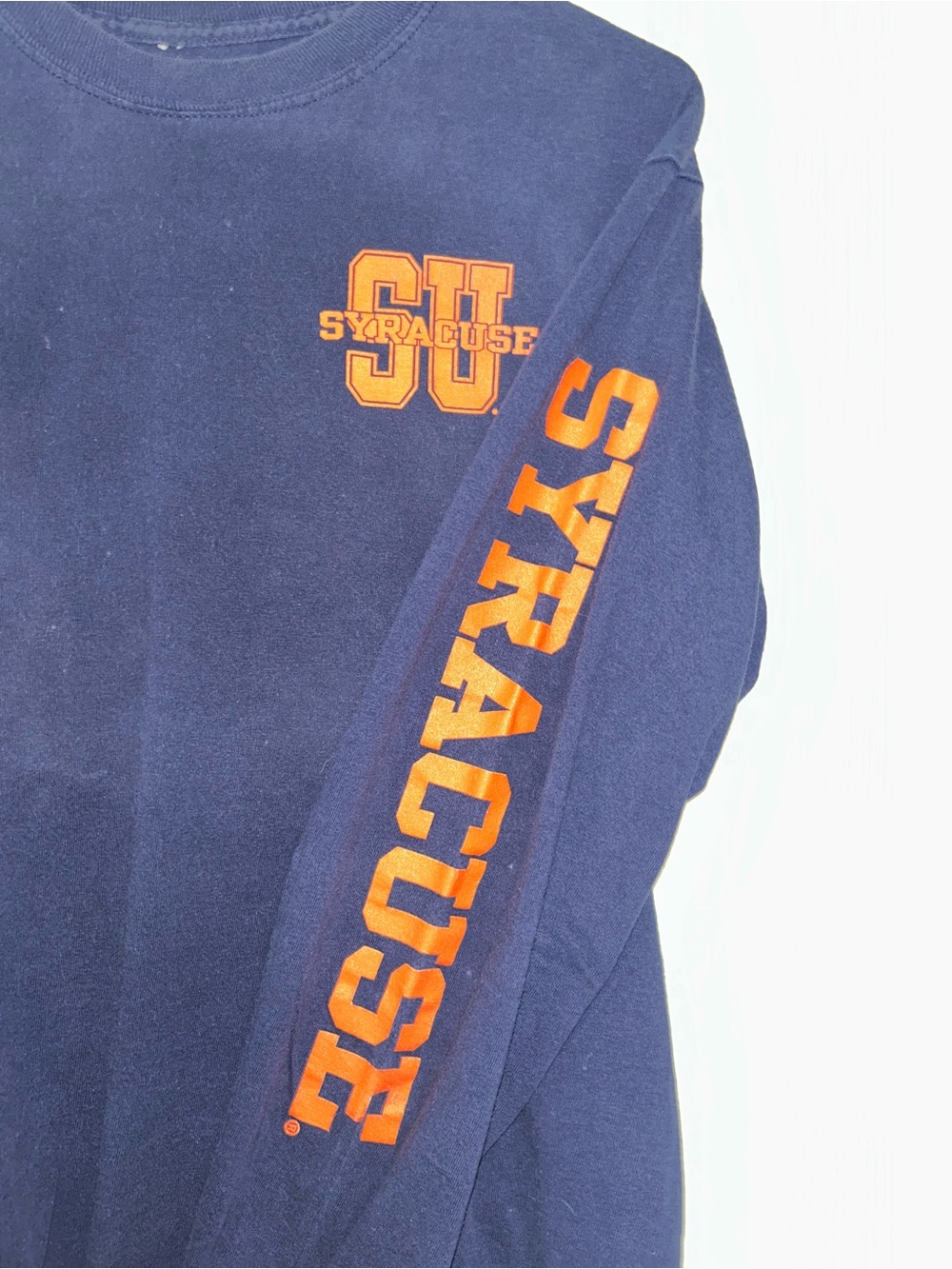Syracuse Navy Long-Sleeve Shirt with Orange Sleeve Print